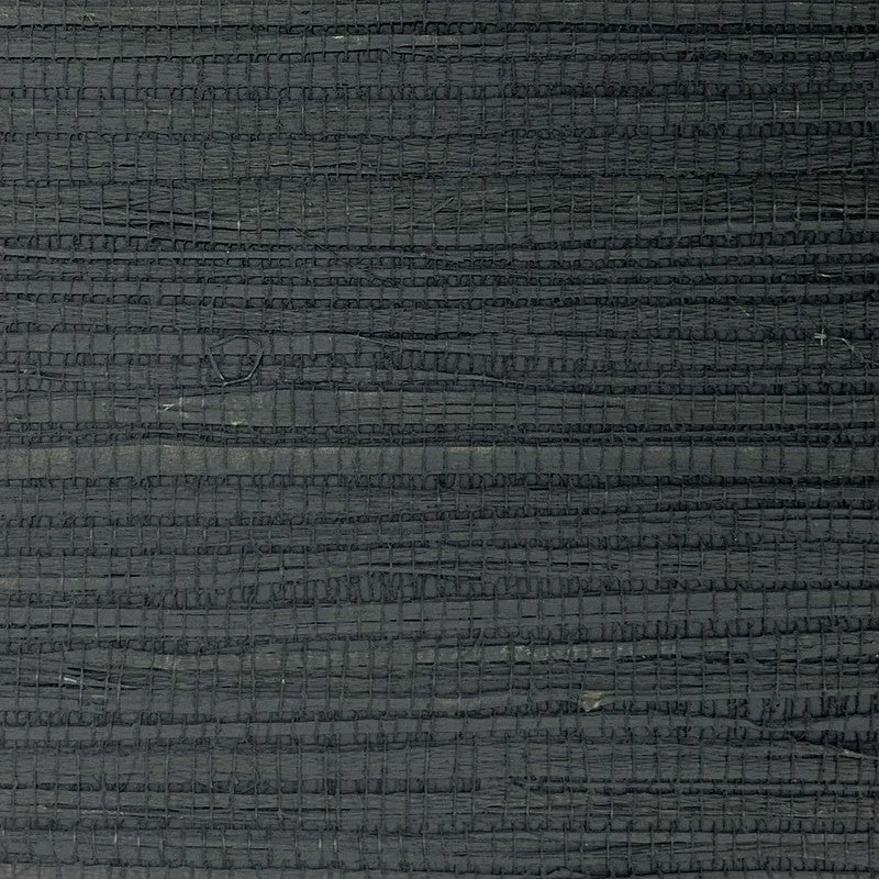 Grasscloth Painted Wallpaper in Charcoal