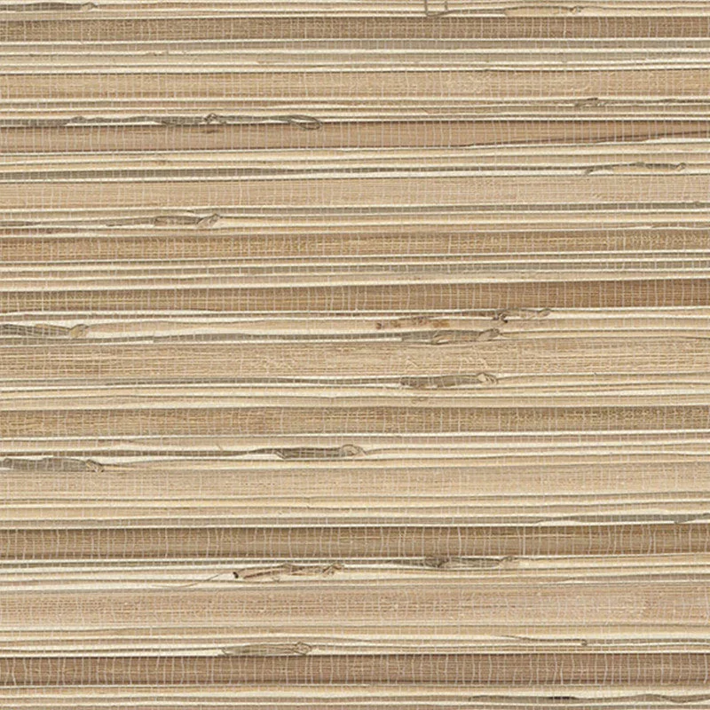 Grasscloth Rustic Stripe Texture Wallpaper in Beige/Tan