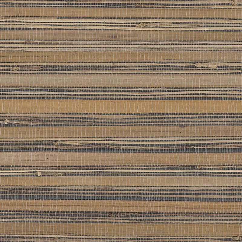 Grasscloth Woven Bamboo Wallpaper in Wheat/Black