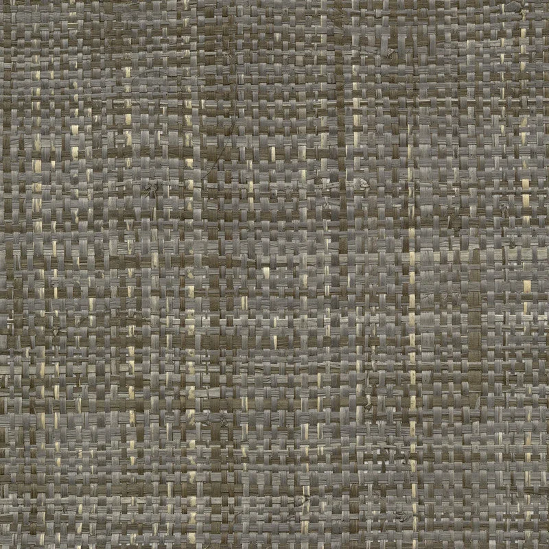 Grasscloth Woven Crosshatch Wallpaper in Grey/Cream