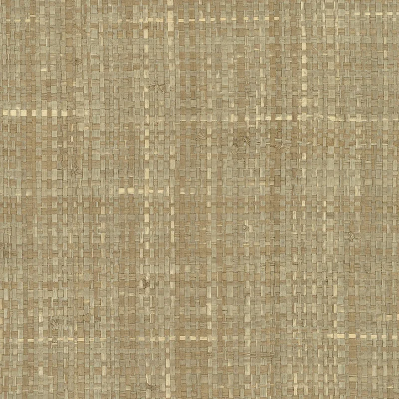 Grasscloth Woven Crosshatch Wallpaper in Tan/Grey