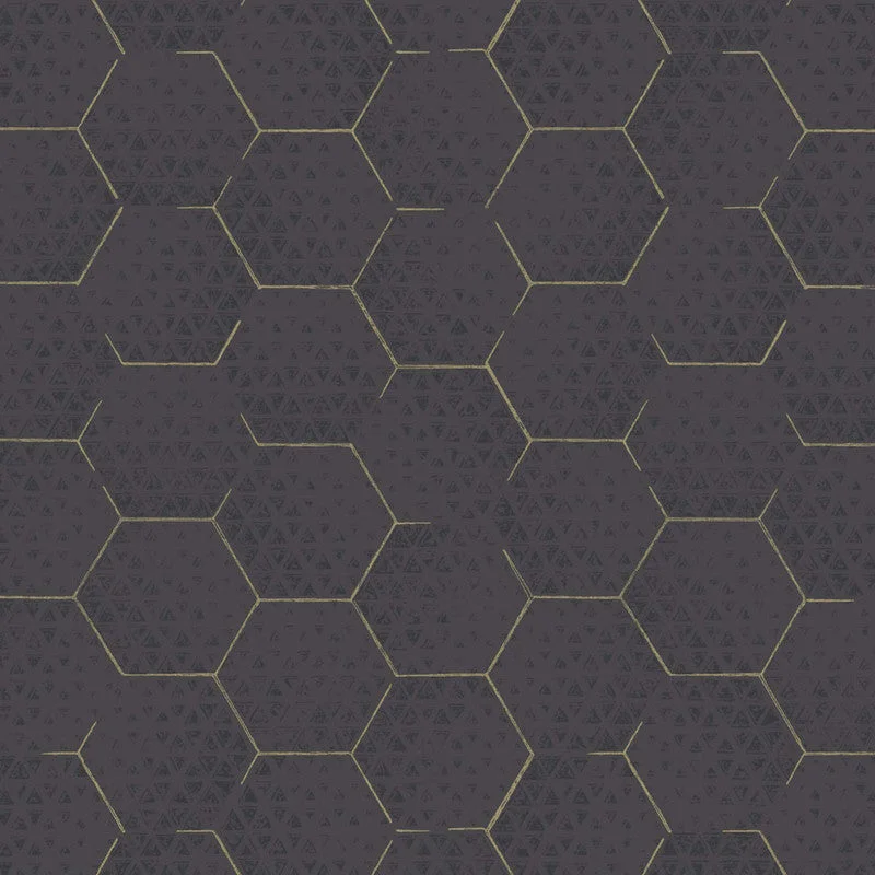 Honeycomb Wallpaper in Black/Gold