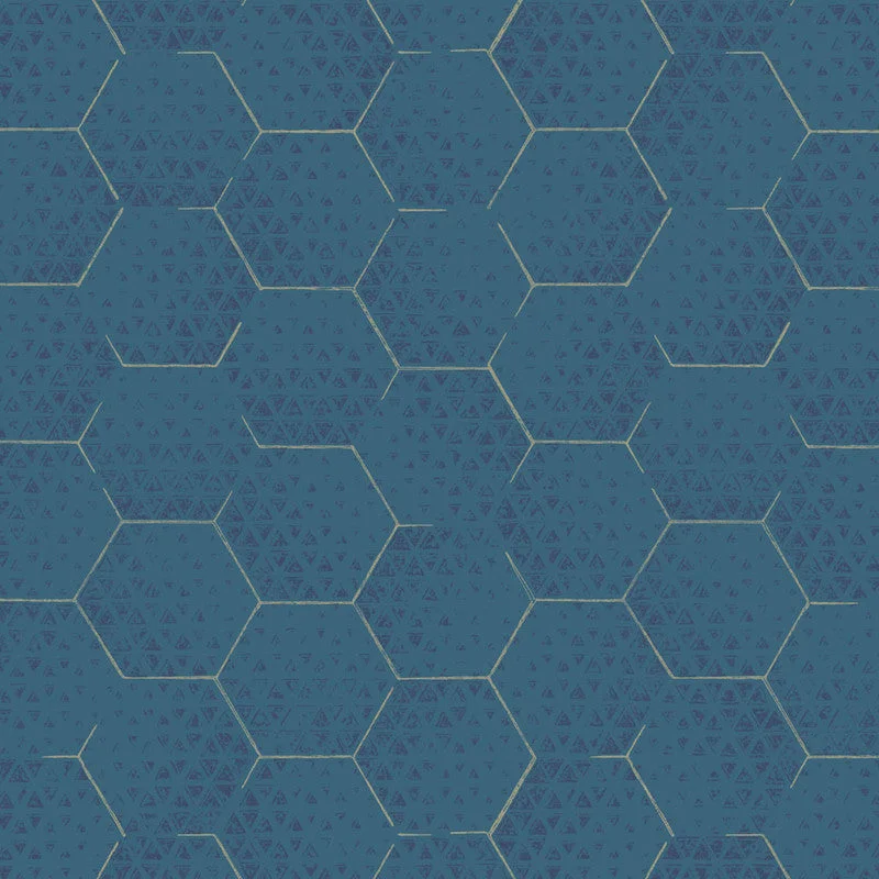 Honeycomb Wallpaper in Navy/Gold