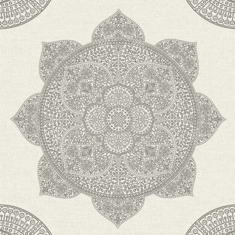 Medallion Oversized Wallpaper in Cream