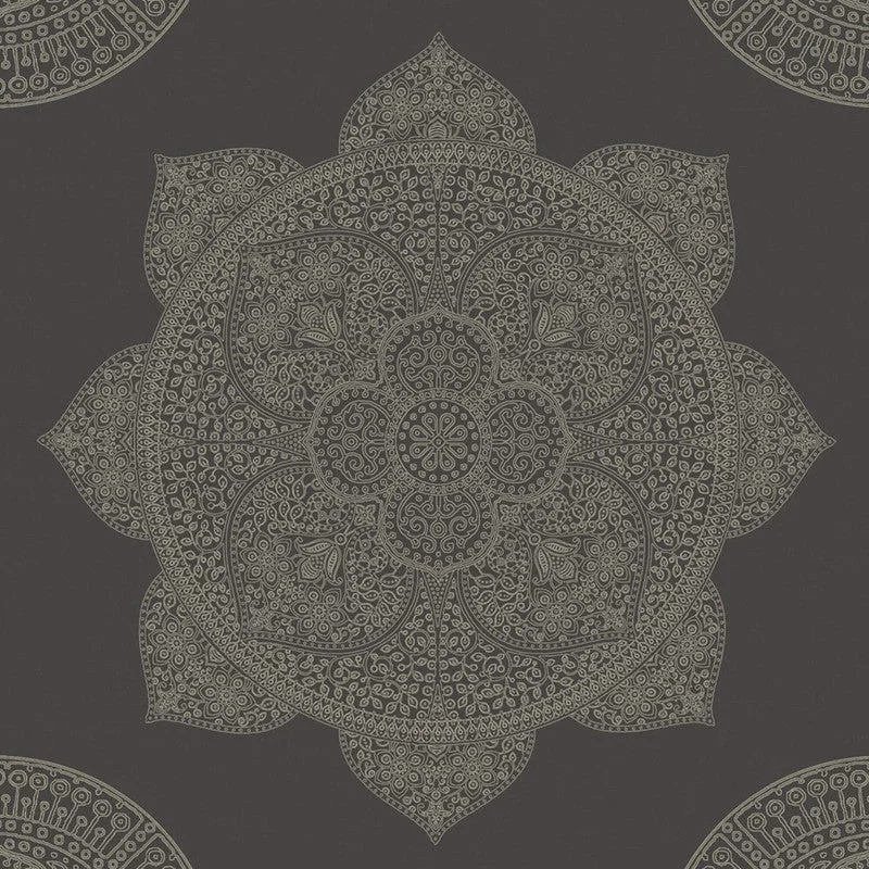 Medallion Oversized Wallpaper in Gold/Black