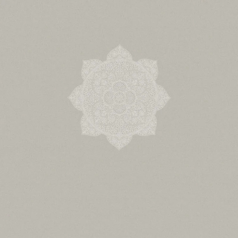 Medallion Oversized Wallpaper in Grey/Cream