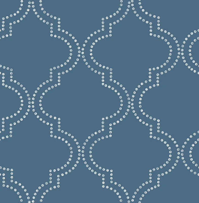 Ogee Dotted Wallpaper in Navy