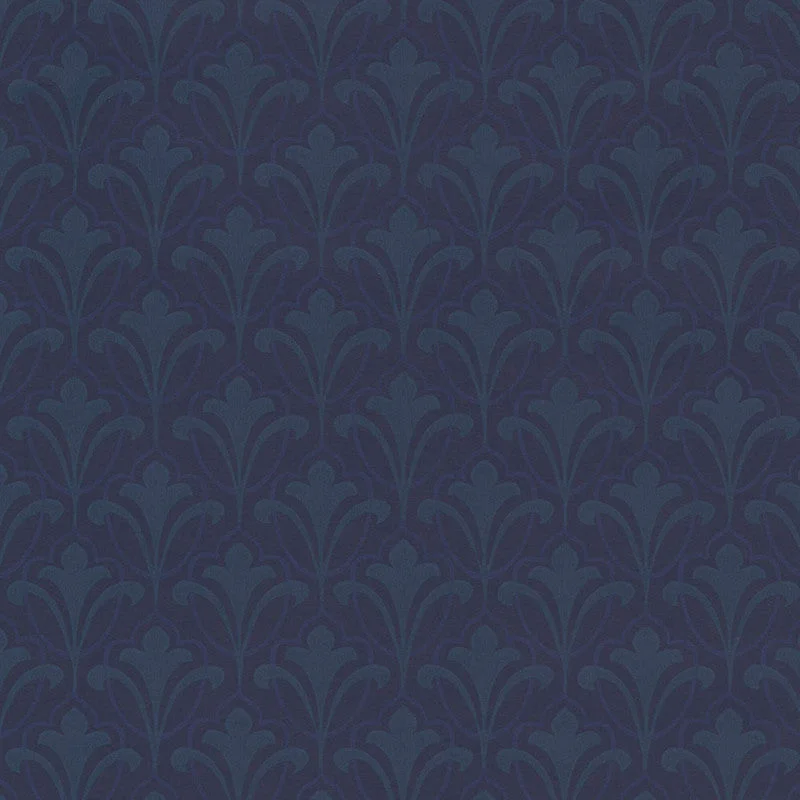 Ornamental Floral Wallpaper in Navy/Teal