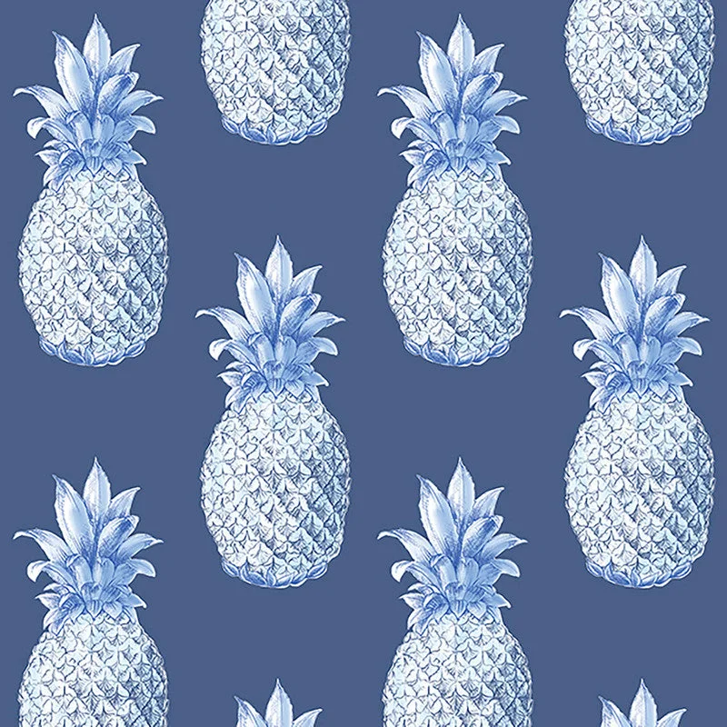 Pineapple Whimsy Wallpaper in Grey/Navy