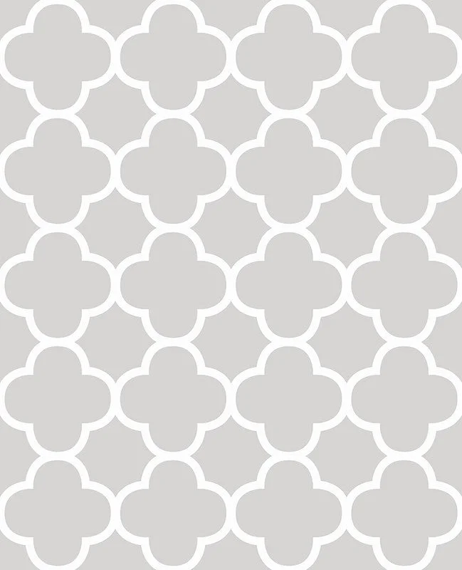 Quatrefoil Contemporary Wallpaper in Cream/Grey