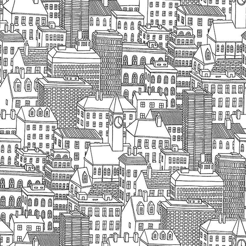 Sketched & Arched Architecture Wallpaper in Black/White