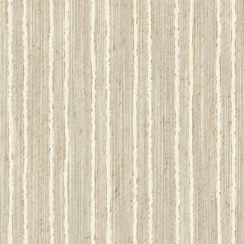 String Alternating Stripe Textural Wallpaper in Cream/Tan