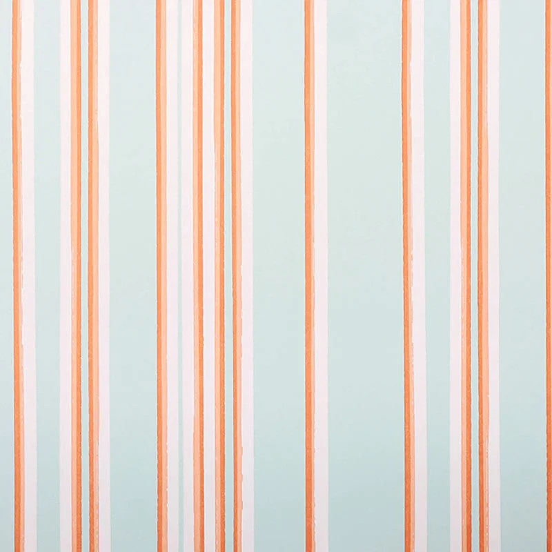 Stripe Narrow Wallpaper in Blue/Orange/White