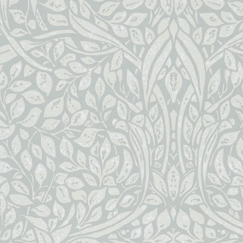 Swirling Leaves Wallpaper in Spa Blue/Seafoam