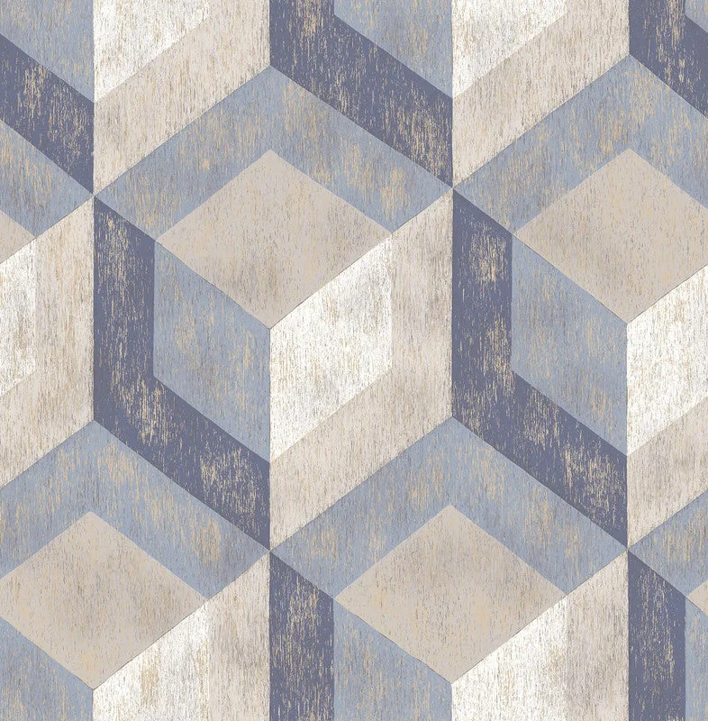 Tile Shapes Large-Scale Wallpaper in Blue/Beige