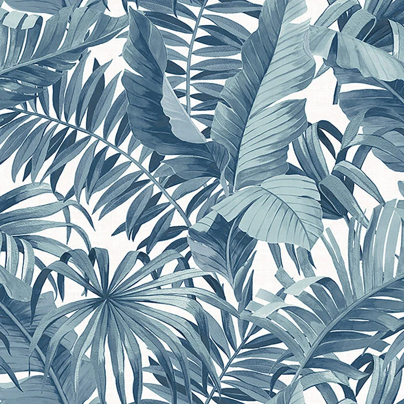 Tropical Leaf Exotic Wallpaper in Indigo