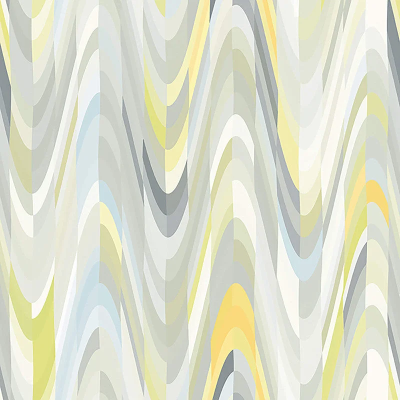 Wave Abstract Wallpaper in Multi Yellow