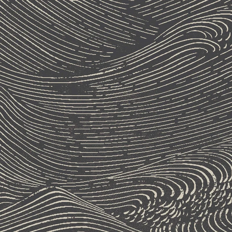 Wave Modern Wallpaper in Black