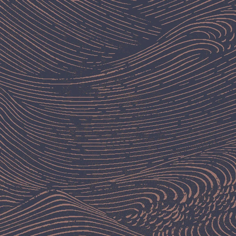 Wave Modern Wallpaper in Navy