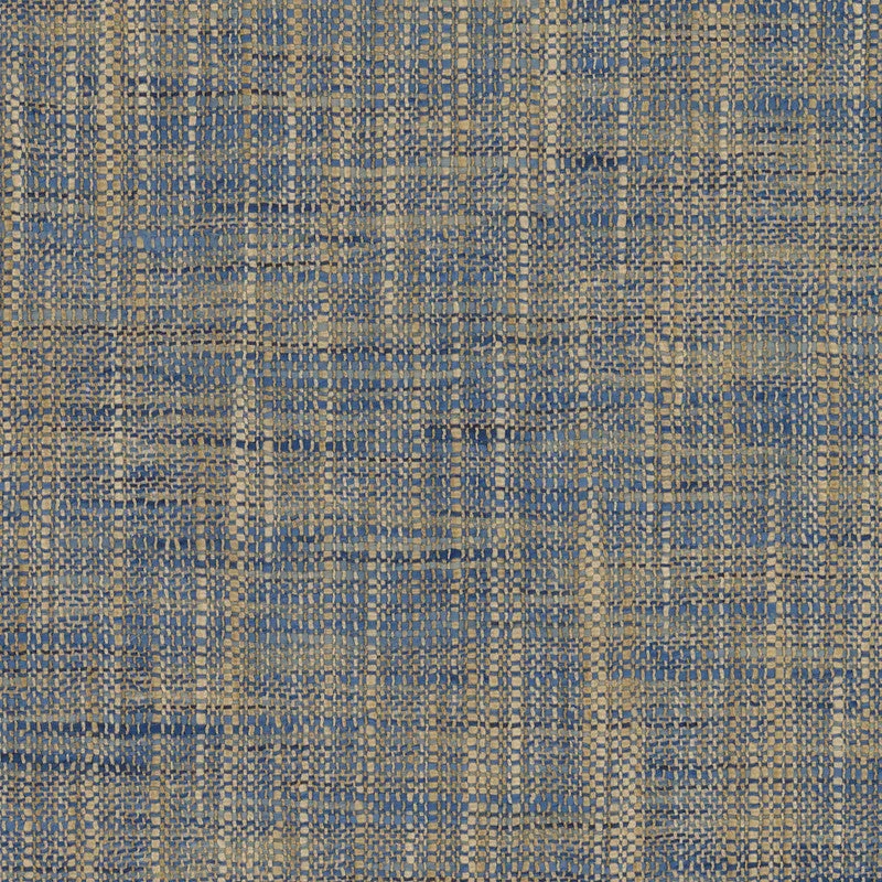 Woven Linen Textured Wallpaper in Blue/Navy/Tan