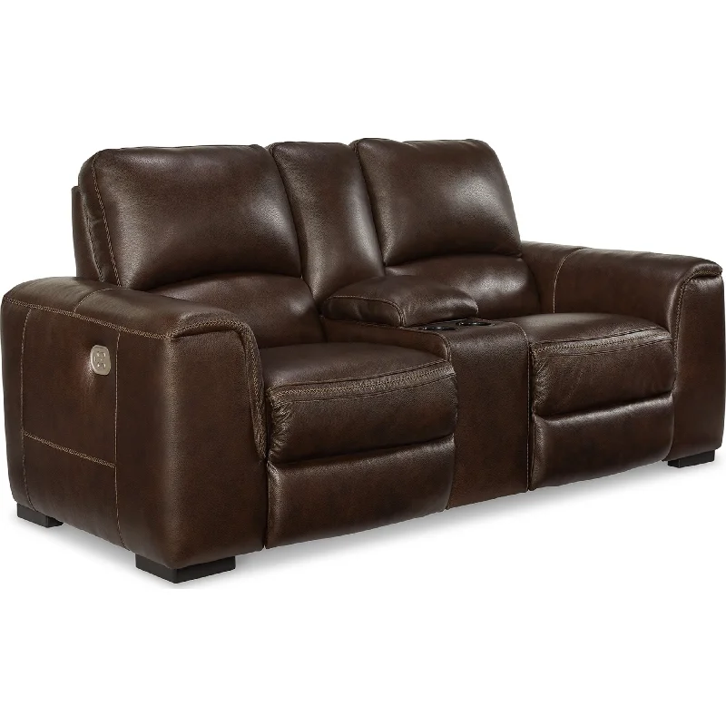 Alessandro Power Reclining Loveseat w/Console - Walnut