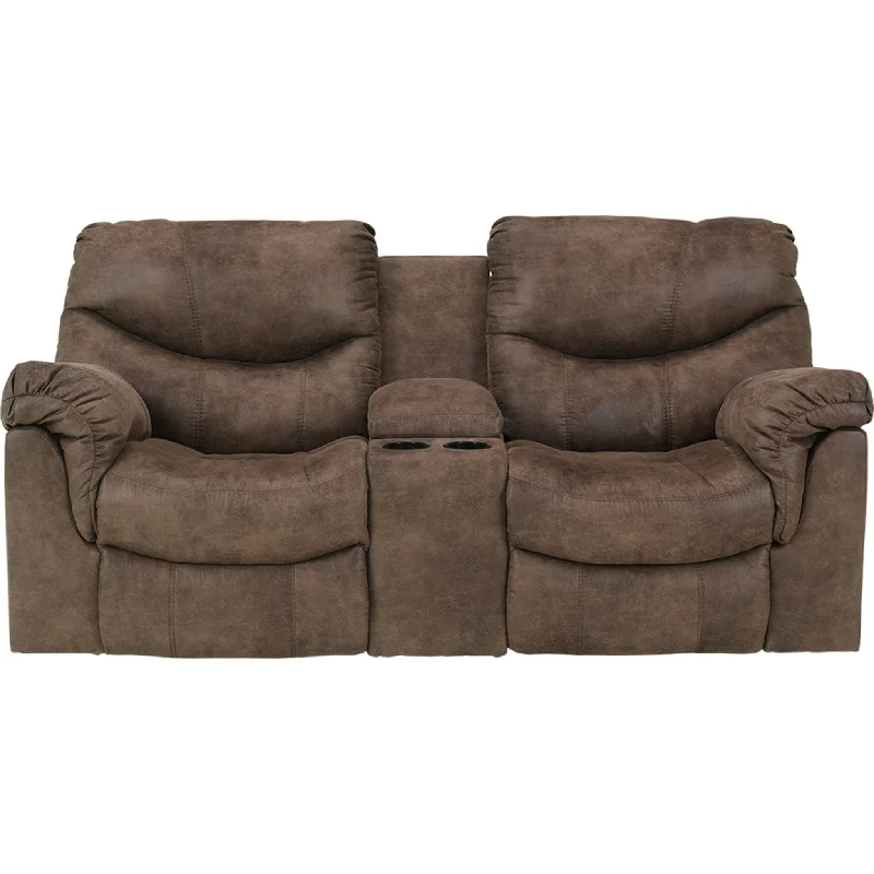 Alzena Reclining Loveseat with Console - Gunsmoke