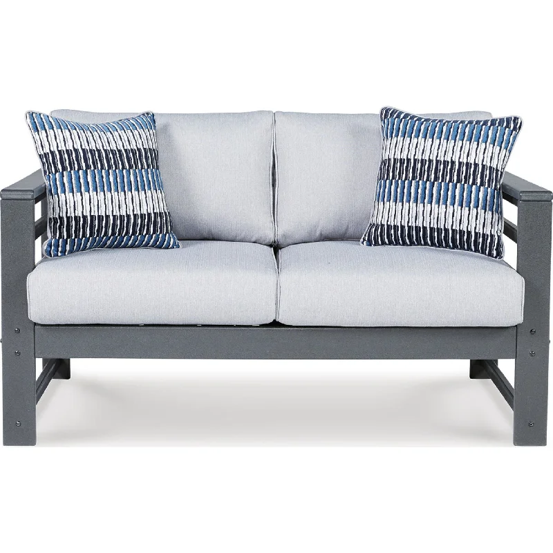 Amora Outdoor Loveseat with Cushion - Charcoal Gray