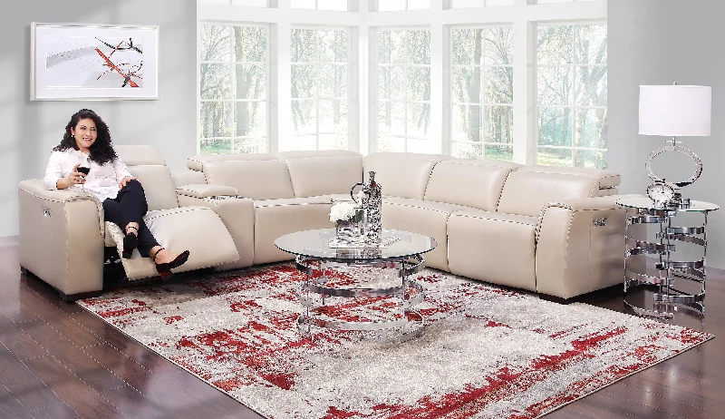 Avanti 6 Piece Leather Dual Power Sectional Sofa