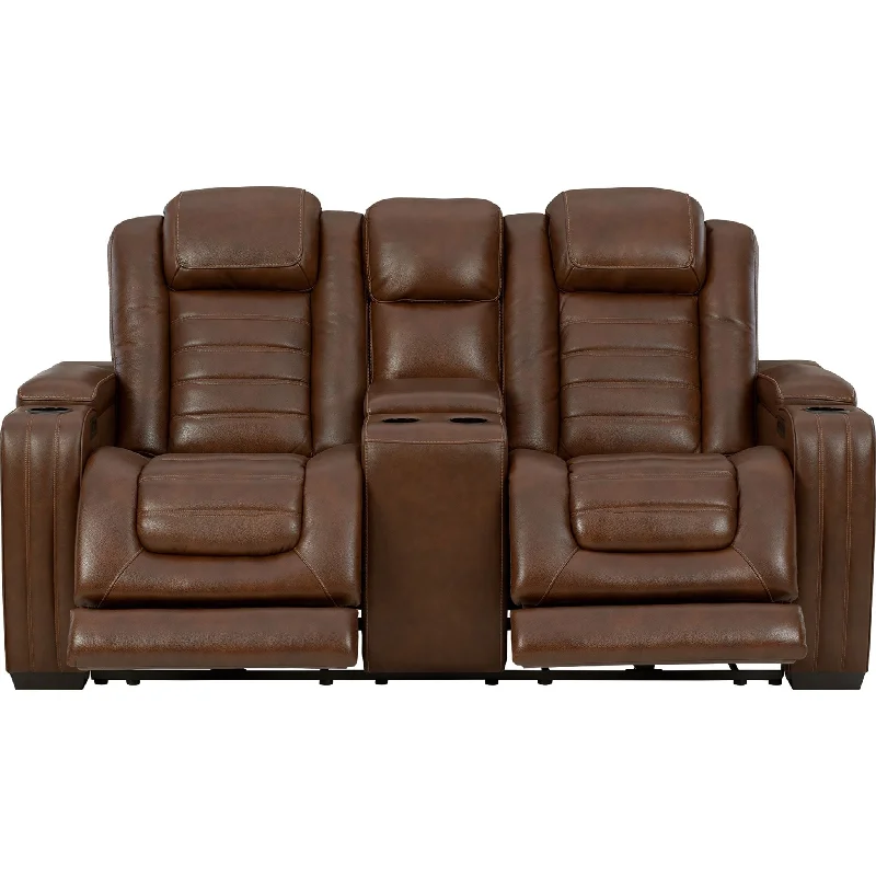 Backtrack Power Reclining Loveseat with Console - Chocolate