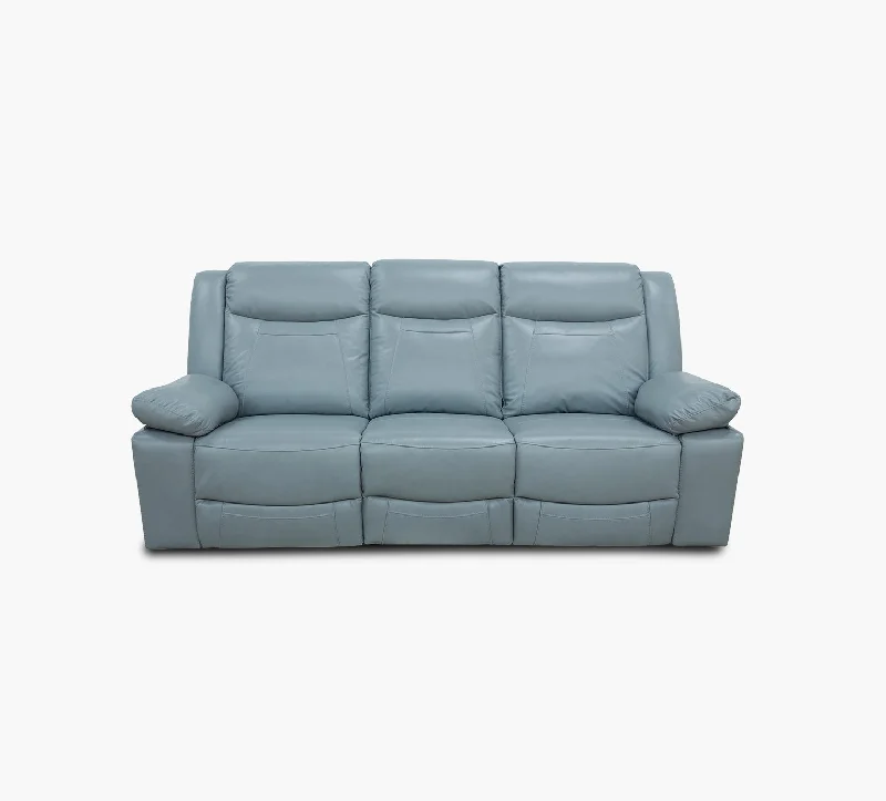 Dallas Teal Leather Dual Power Sofa