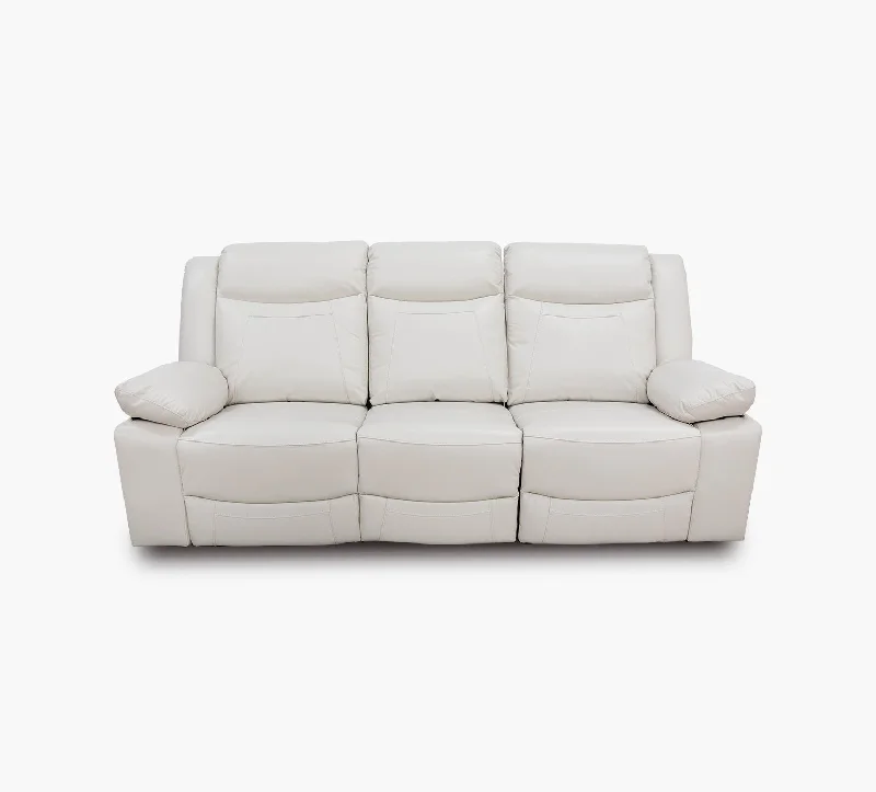 Dallas Ivory Leather Dual Power Reclining Sofa