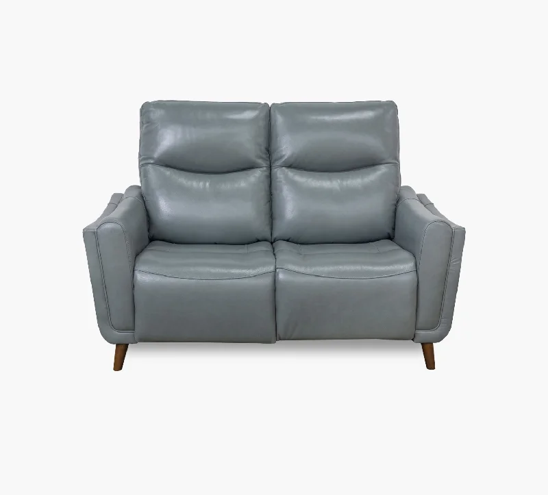 Ethan Teal Leather Triple Power Loveseat