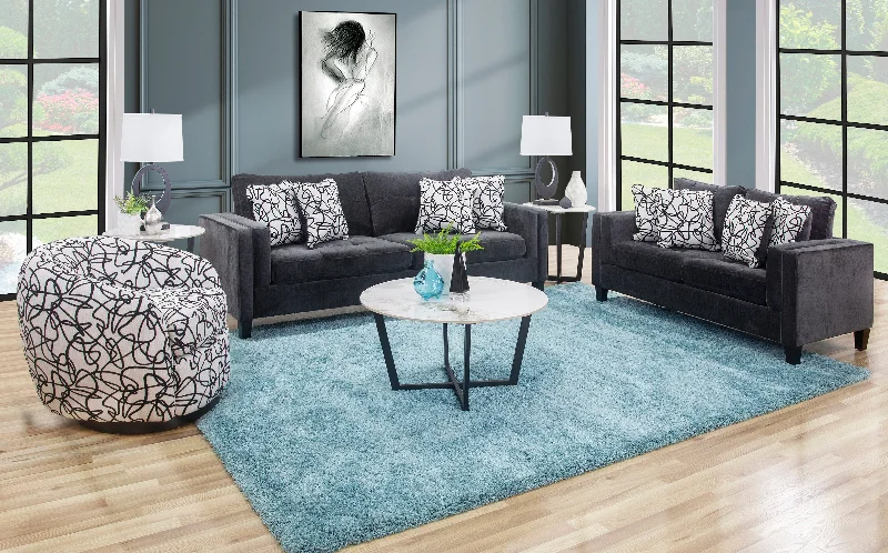 Fleming Black 3 Piece Living Room