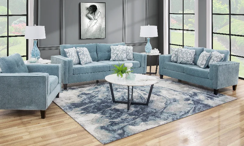 Fleming Teal 3 Piece Living Room