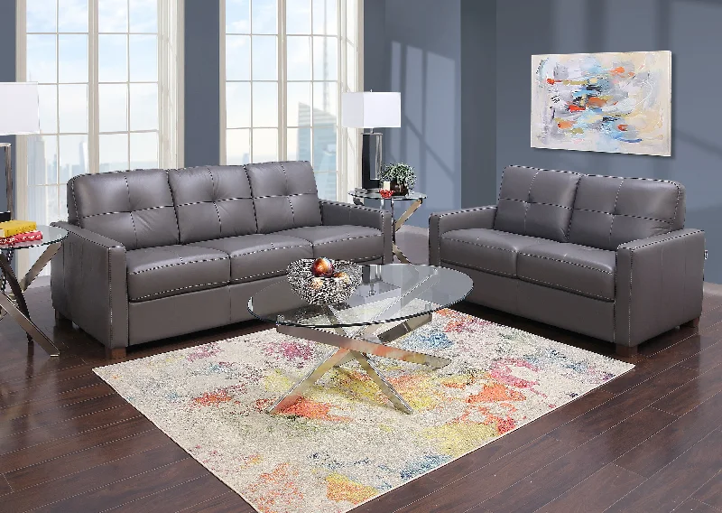 Italia Charcoal Queen Sleeper Sofa and Loveseat