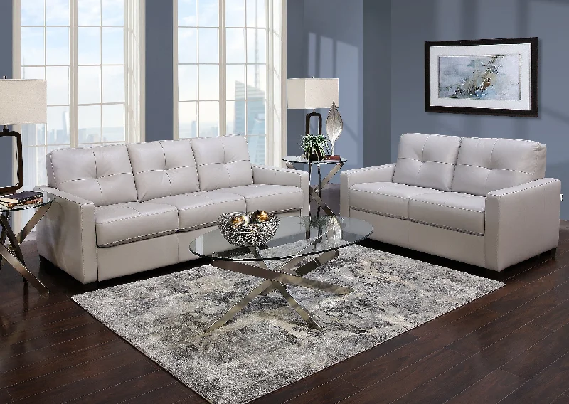 Italia Dove Queen Sleeper Sofa and Loveseat