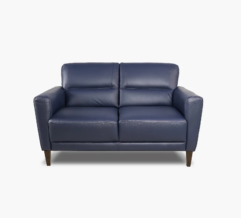 Jasper Blue Leather Loveseat