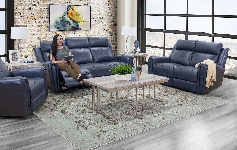 Jonathan Blue 5 Piece Leather Reclining Living Room