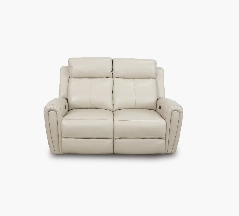 Jonathan Cream Leather Dual Power Reclining Loveseat