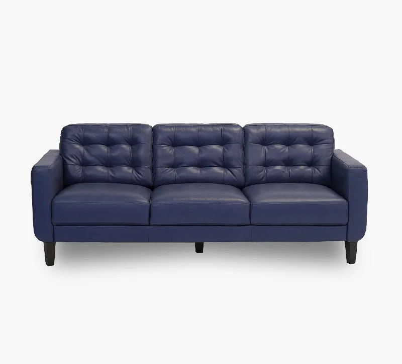 Lorenzo Blue Leather Sofa