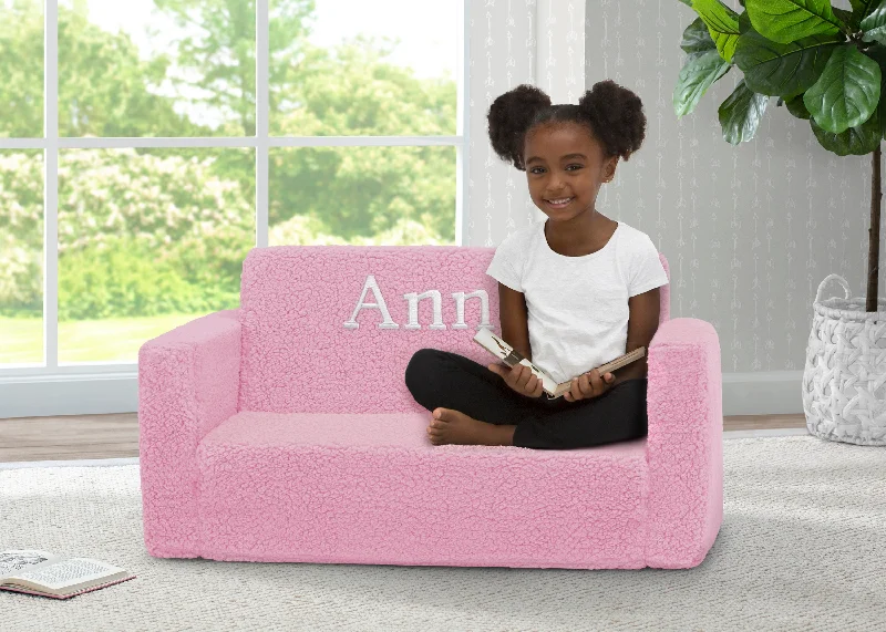 Personalized Cozee Flip-Out Sherpa 2-in-1 Convertible Sofa to Lounger for Kids