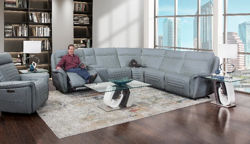 Rainier Teal 6 Piece Zero Gravity  Power Reclining Sectional