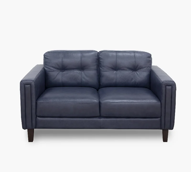 Rossi Navy Leather Loveseat