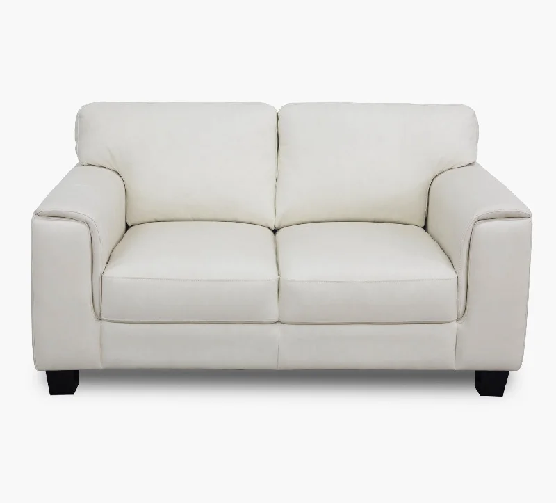 Stetson Ivory Leather Loveseat