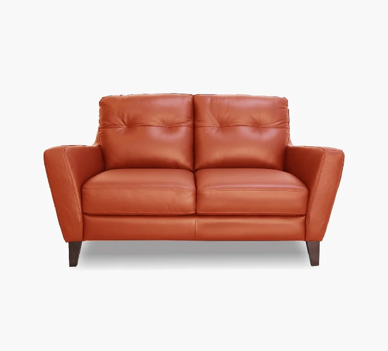 Valentino II Terracotta 100 % Italian Leather Loveseat